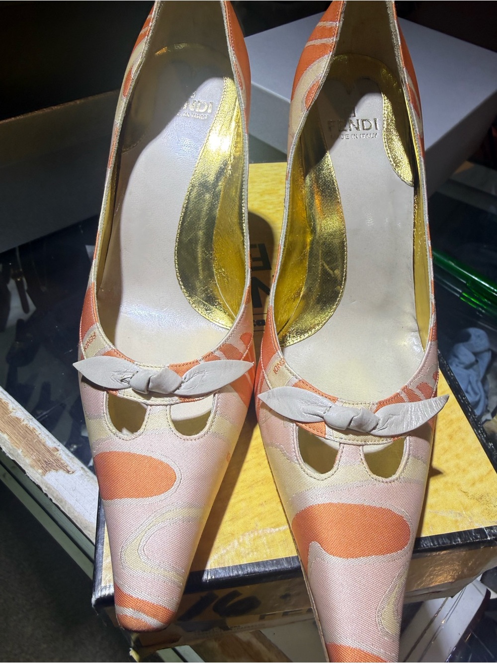FENDI Vintage  Kittens Heel Mules with original box size 37
